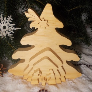 3D Betlehem natúr, Karácsony, Karácsonyi lakásdekoráció, Karácsonyi lakásdíszek, Famegmunkálás, MESKA