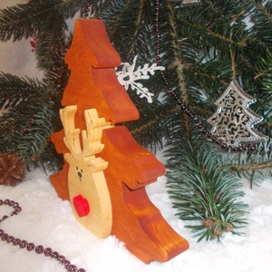 Karácsonyi szarvas fenyővel  - karácsony - karácsonyi lakásdekoráció - karácsonyi lakásdíszek - Meska.hu