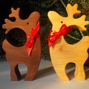 Szarvas, Karácsony, Karácsonyi lakásdekoráció, Karácsonyi lakásdíszek, Famegmunkálás, Festett tárgyak, MESKA