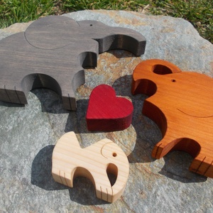 Elefánt család szívvel - otthon & életmód - dekoráció - dísztárgy - Meska.hu