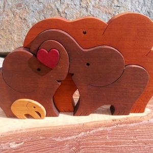 Elefánt család szívvel 2, Otthon & Életmód, Dekoráció, Dísztárgy, Famegmunkálás, Festett tárgyak, MESKA