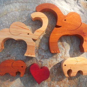Elefánt család szívvel 3 - otthon & életmód - dekoráció - dísztárgy - Meska.hu