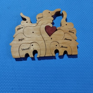 Elefánt család natúr, 7 tagú névvel égetve, Játék & Sport, Plüssállat & Játékfigura, Elefánt, Famegmunkálás, Festett tárgyak, MESKA