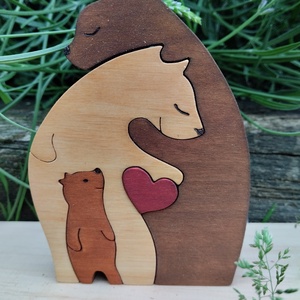 Mackó család szívvel 1 - otthon & életmód - dekoráció - dísztárgy - Meska.hu