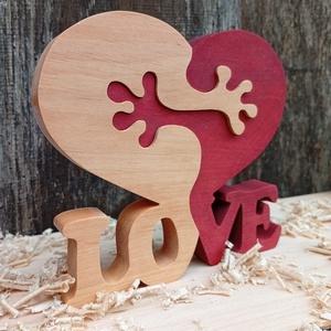 Ölelkező szívek LOVE felirattal - otthon & életmód - dekoráció - dísztárgy - Meska.hu