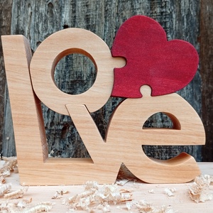  LOVE felirat szívvel, Otthon & Életmód, Dekoráció, Dísztárgy, Famegmunkálás, Festett tárgyak, MESKA
