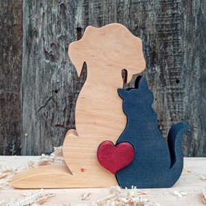 Kutya és macska szívvel  - otthon & életmód - dekoráció - dísztárgy - Meska.hu