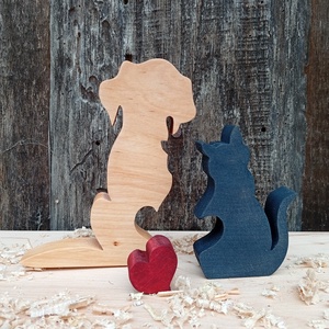 Kutya és macska szívvel  - otthon & életmód - dekoráció - dísztárgy - Meska.hu