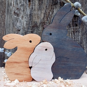 Nyúl család, Otthon & Életmód, Dekoráció, Dekoratív figurák és szobrok, Famegmunkálás, Festett tárgyak, MESKA