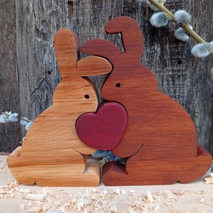 Szerelmes nyuszik, Otthon & Életmód, Dekoráció, Dekoratív figurák és szobrok, Famegmunkálás, Festett tárgyak, MESKA