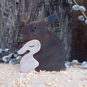 Nyuszi gyermekével, Otthon & Életmód, Dekoráció, Dekoratív figurák és szobrok, Famegmunkálás, Festett tárgyak, MESKA