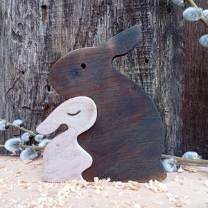 Nyuszi gyermekével - otthon & életmód - dekoráció - dekoratív figurák és szobrok - Meska.hu