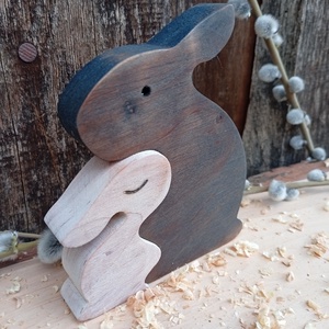 Nyuszi gyermekével - otthon & életmód - dekoráció - dekoratív figurák és szobrok - Meska.hu