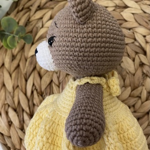 Horgolt maci, sárga ruhában - játék & sport - plüssállat & játékfigura - maci - Meska.hu