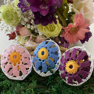 Horgolt húsvéti tojások, Ünnepi díszek, dekorációk, Húsvéti díszek és dekorációk, Húsvéti tojás, hímestojás, Horgolás, MESKA