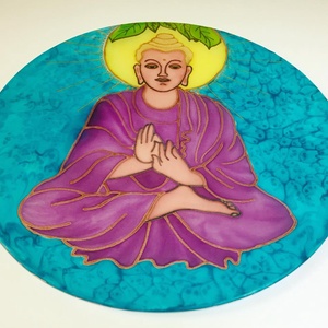 Áldó Buddha selyemkép - művészet - festmény - festmény vegyes technika - Meska.hu
