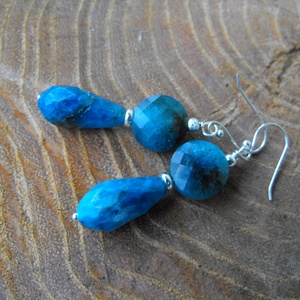 Apatit ezüst fülbevaló, Ékszer, Fülbevaló, Lógó fülbevaló, Ékszerkészítés, Felhasznált alapanyagok: apatit 10 mm, apatit 16  x 8 mm 925 Sterling Silver , szerelék és alkatrés..., MESKA