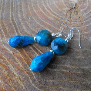 Apatit ezüst fülbevaló - ékszer - fülbevaló - lógó fülbevaló - Meska.hu