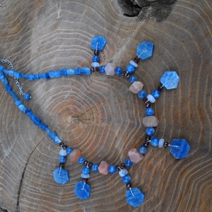 Kianit, napkő, holdkő, gránát nyaklánc, Ékszer, Nyaklánc, Medál, Ékszerkészítés, MESKA