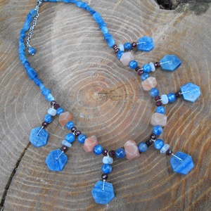 Kianit, napkő, holdkő, gránát nyaklánc - ékszer - nyaklánc - medál - Meska.hu