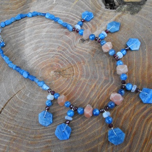 Kianit, napkő, holdkő, gránát nyaklánc - ékszer - nyaklánc - medál - Meska.hu