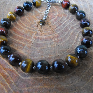 Tigrisszem karkötő, acél szerelékkel, Ékszer, Karkötő, Ásványkarkötő, Ékszerkészítés, MESKA