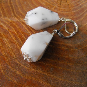 Fehér opál, fülbevaló, Ékszer, Fülbevaló, Lógó fülbevaló, Ékszerkészítés, MESKA