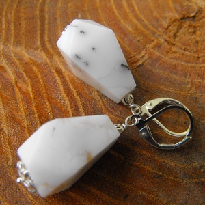 Fehér opál, fülbevaló - ékszer - fülbevaló - lógó fülbevaló - Meska.hu