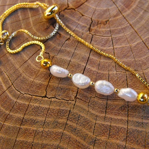 Láncos  karkötő, acél szerelékkel - ékszer - karkötő - ásványkarkötő - Meska.hu