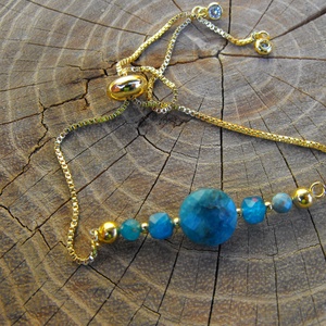 Láncos apatit  karkötő, acél szerelékkel, Ékszer, Karkötő, Ásványkarkötő, Ékszerkészítés, MESKA