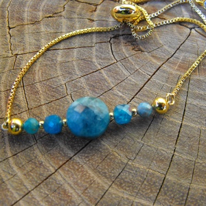 Láncos apatit  karkötő, acél szerelékkel - ékszer - karkötő - ásványkarkötő - Meska.hu