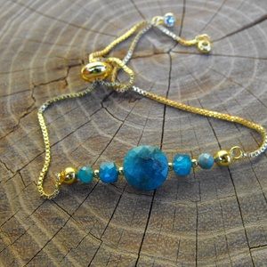 Láncos apatit  karkötő, acél szerelékkel - ékszer - karkötő - ásványkarkötő - Meska.hu