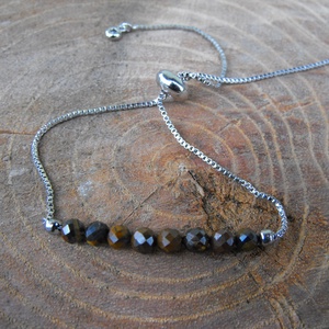 Láncos tigrisszem  karkötő, acél szerelékkel, Ékszer, Karkötő, Ásványkarkötő, Ékszerkészítés, MESKA