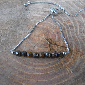 Láncos tigrisszem  karkötő, acél szerelékkel - ékszer - karkötő - ásványkarkötő - Meska.hu