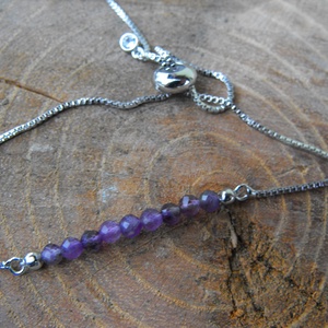 Láncos ametiszt  karkötő, acél szerelékkel - ékszer - karkötő - ásványkarkötő - Meska.hu