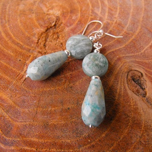 Amazonit ezüst fülbevaló, Ékszer, Fülbevaló, Lógó fülbevaló, Ékszerkészítés, MESKA