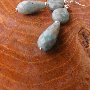 Amazonit ezüst fülbevaló - ékszer - fülbevaló - lógó fülbevaló - Meska.hu