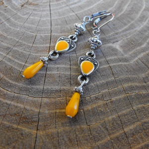 Csinos sárga fülbevaló - ékszer - fülbevaló - lógó fülbevaló - Meska.hu