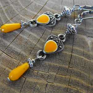 Csinos sárga fülbevaló, Ékszer, Fülbevaló, Lógó fülbevaló, Ékszerkészítés, MESKA