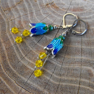 Kék harangvirág fülbevaló - ékszer - fülbevaló - lógó fülbevaló - Meska.hu