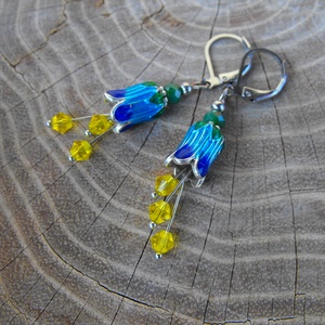 Kék harangvirág fülbevaló - ékszer - fülbevaló - lógó fülbevaló - Meska.hu