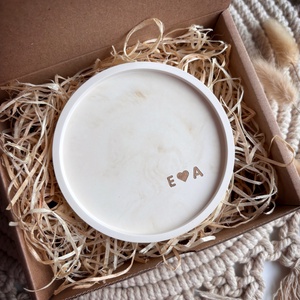 Két kezdőbetűs kis ékszertartó tálka nyomtatott betűtípussal, Esküvő, Kiegészítők, Gyűrűtartó & Gyűrűpárna, Mindenmás, MESKA