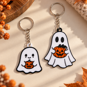 Halloween szellem kulcstartó szett 2 db � tökös figura, táskadísz - Meska.hu