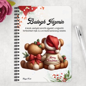 Személyre szabható - Karácsonyi Teddy maci - együtt (masni) mintás A6-os füzet - otthon & életmód - papír, írószer - jegyzetfüzet & napló - Meska.hu