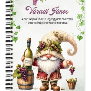 Személyre szabható - A legjobb borász manó és a fehér bor mintás A5-ös füzet, Otthon & Életmód, Papír, írószer, Jegyzetfüzet & Napló, , MESKA