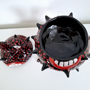FunnyMonster tároló  - művészet - szobor - kerámia - Meska.hu