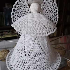 Nagyméretű angyal 26 cm, Karácsony, Karácsonyi lakásdekoráció, Karácsonyfadíszek, Csipkekészítés, Horgolás, Meska