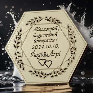 Esküvői poháralátét, Esküvő, Dekoráció, Asztaldísz, Famegmunkálás, MESKA