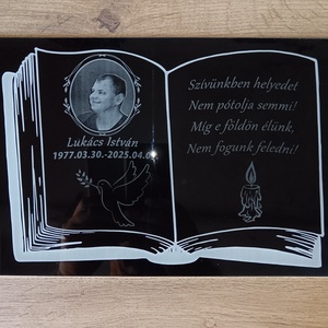 Üveg síremlék tábla - otthon & életmód - vallás - temetkezési tárgy - sírtábla - Meska.hu
