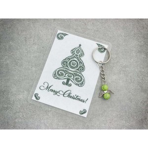 Merry Christmas zöld angyal medálos kulcstartó, Táska & Tok, Kulcstartó & Táskadísz, Kulcstartó, , MESKA